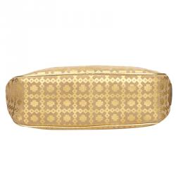 Pre Owned Celine Gold Metallic Pattern Suede Shoulder Bag