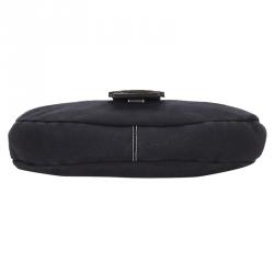 Pre Owned Fendi Navy Blue Canvas Logo Flap Hobo