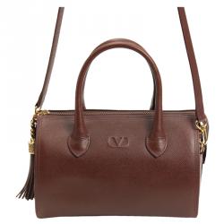 Valentino Burgundy Saffiano Leather Top Handle Crossbody