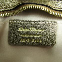 Pre Owned Salvatore Ferragamo Gold Leather Chain Clutch Bag
