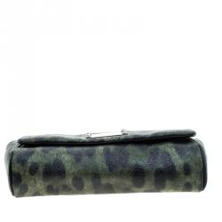 Pre Owned حقيبة كتف دولتشي أند غابانا سلسلة صغيرة كانفاس مقوى طباعة فهد خضراء