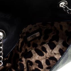 Pre Owned حقيبة كتف دولتشي أند غابانا سلسلة صغيرة كانفاس مقوى طباعة فهد خضراء