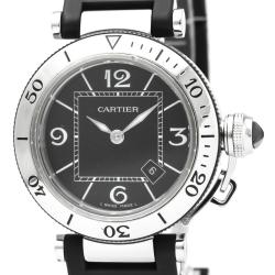 Pre Owned Cartier Black Stainless Steel Pasha Seatimer 3025 Women's Wristwatch 33 mm