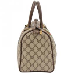 Pre Owned حقيبة غوتشي بوسطن فينتدج كانفاس مقوى GG عاجية/ بيج