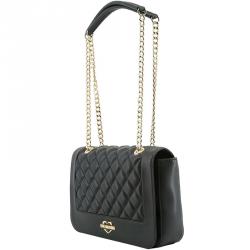 Pre Owned Love Moschino Dark Green Quilted Leather Flap Top Handle Bag