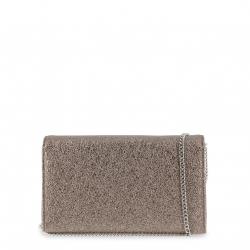 Pre Owned Love Mochino Metallic Grey Leather Chain Clutch Bag