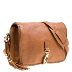 Pre Owned Gucci Tan Leather Medium Marrakech Flap Messenger Bag