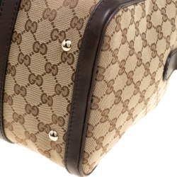 Pre Owned Gucci Brown/Beige GG Canvas Medium Vintage Web Boston Bag