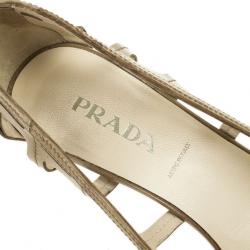 Pre Owned Prada Beige Cutout Pointed Toe Pumps Size 38