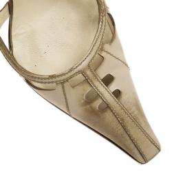 Pre Owned Prada Beige Cutout Pointed Toe Pumps Size 38