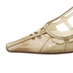 Pre Owned Prada Beige Cutout Pointed Toe Pumps Size 38