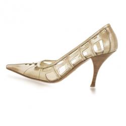 Pre Owned Prada Beige Cutout Pointed Toe Pumps Size 38