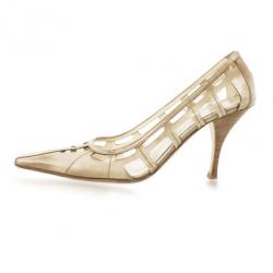 Pre Owned Prada Beige Cutout Pointed Toe Pumps Size 38