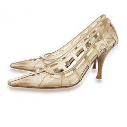Pre Owned Prada Beige Cutout Pointed Toe Pumps Size 38