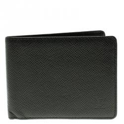 Louis Vuitton Bags Men New Pre Owned Lc Louis Vuitton Black Taiga Leather Three Flap Wallet