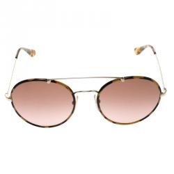 Pre Owned Prada Havana Two Tone SPR53P Round Aviator Sunglasses