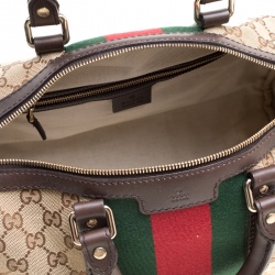 Pre Owned Gucci Brown/Beige GG Canvas Medium Vintage Web Boston Bag