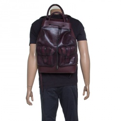 Berluti Dark Burgundy Leather Horizon Backpack 