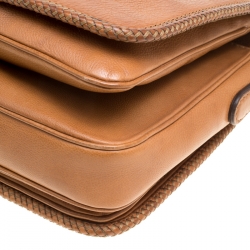 Pre Owned Gucci Tan Leather Medium Marrakech Flap Messenger Bag