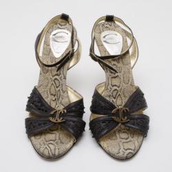 Just Cavalli Black Leather Strappy Sandals Size 40 