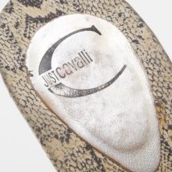 Just Cavalli Black Leather Strappy Sandals Size 40 