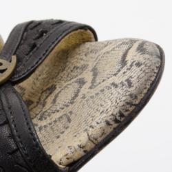 Just Cavalli Black Leather Strappy Sandals Size 40 