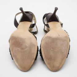 Just Cavalli Black Leather Strappy Sandals Size 40 