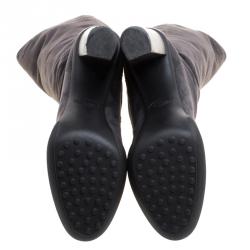 Pre Owned بوت للركبة تودز رايدينغ سويدي رصاصي مقاس 37.5