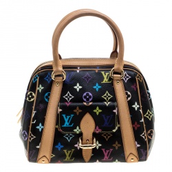 Pre Owned Louis Vuitton Black Multicolor Monogram Canvas Priscilla Bag
