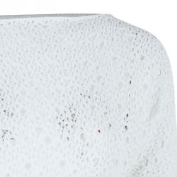 Pre Owned Chanel White Eyelet Knit Top M