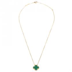 مملوكة مسبقًا Van Cleef & Arpels Vintage Alhambra Malachite Yellow Gold Pendant Necklace