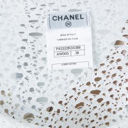 Pre Owned Chanel White Eyelet Knit Top M