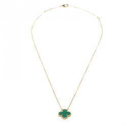 مملوكة مسبقًا Van Cleef & Arpels Vintage Alhambra Malachite Yellow Gold Pendant Necklace