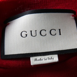 Gucci Red Stripe Detail Ruffled Sleeve Knit Top M