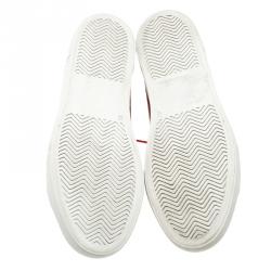 Pre Owned Philipp Plein Red Quilted Leather High Top Sneakers Size 38