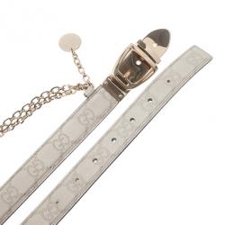 Pre Owned حزام غوتشي مزين بسلسلة GG جلد كريمي 85 سم