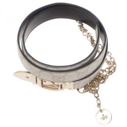 Pre Owned حزام غوتشي مزين بسلسلة GG جلد كريمي 85 سم