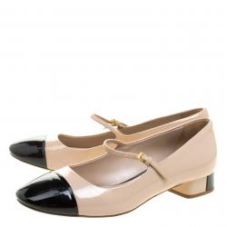 Pre Owned Miu Miu Two Tone Patent Mary Jane Cap Toe Flats Size 36