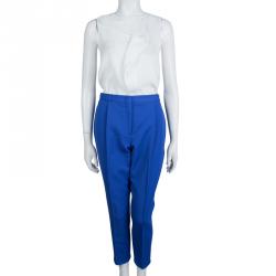 Pre Owned Jil Sander Electric Blue High Waist Trousers M