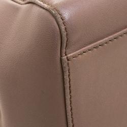 Pre Owned Fendi Beige Leather Mini Peekaboo Top Handle Bag