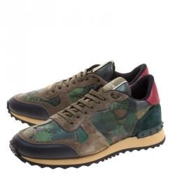 Pre Owned Valentino Multicolor Camo Butterfly Printed Rockrunner Sneakers Size 40