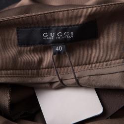 Pre Owned Gucci Brown High Waist Silk Pants S