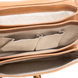 Pre Owned Gucci Tan Leather Medium Marrakech Flap Messenger Bag