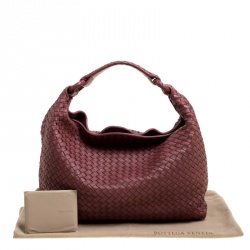 Pre Owned Bottega Veneta Burgundy Intrecciato Leather Hobo