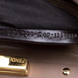 Pre Owned Fendi Beige Leather Mini Peekaboo Top Handle Bag