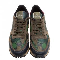 Pre Owned Valentino Multicolor Camo Butterfly Printed Rockrunner Sneakers Size 40