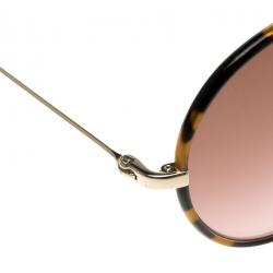 Pre Owned Prada Havana Two Tone SPR53P Round Aviator Sunglasses