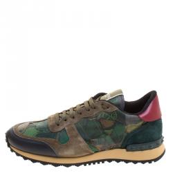 Pre Owned Valentino Multicolor Camo Butterfly Printed Rockrunner Sneakers Size 40