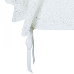 Pre Owned Chanel White Eyelet Knit Top M