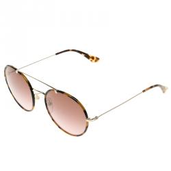 Pre Owned Prada Havana Two Tone SPR53P Round Aviator Sunglasses